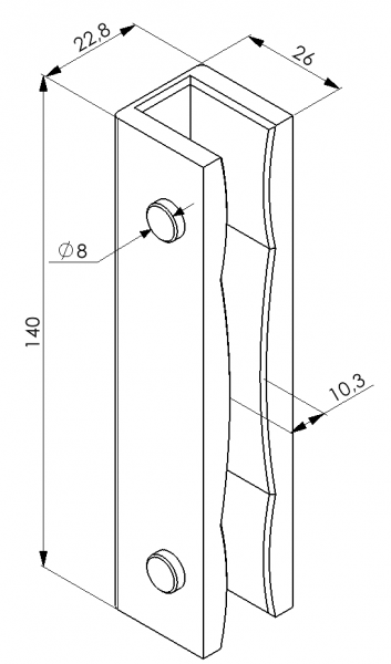 Geleideschoen-inzetstukken speciale profielen van ACLATHAN®-KH, rood, bol, lengte L = 125 mm