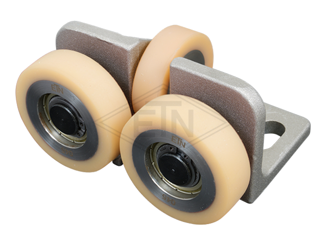 Rolgeleider GG 2, 115 x 65 x 65 mm, voor tegen weight, housing spec. alu, 2 x rollen ø 60 x 18 mm, 1 x rol ø 50 x 15 mm