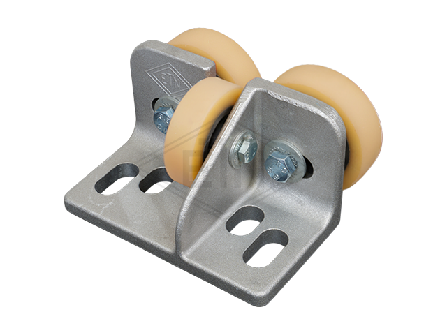 Rolgeleider GG 2, 115 x 65 x 65 mm, voor tegen weight, housing spec. alu, 2 x rollen ø 60 x 18 mm, 1 x rol ø 50 x 15 mm