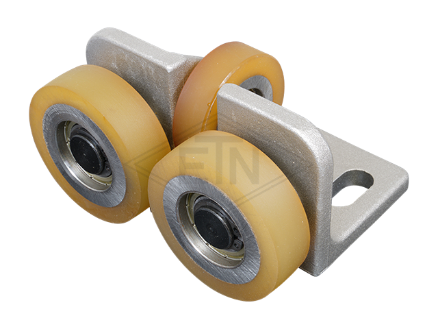 Rolgeleider GG 4, 115 x 65 x 65 mm, voor tegen weight, housing spec. alu, 2 x rollen ø 60 x 18 mm, 1 x rol ø 50 x 15 mm