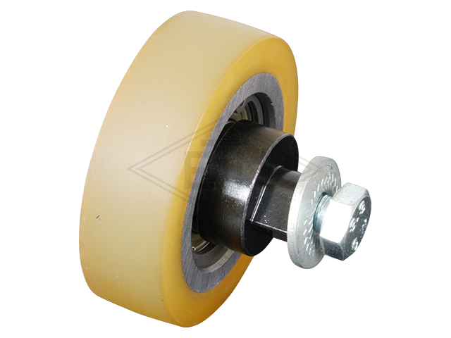 Rolgeleider GG 4, 115 x 65 x 65 mm, voor tegen weight, housing spec. alu, 2 x rollen ø 60 x 18 mm, 1 x rol ø 50 x 15 mm