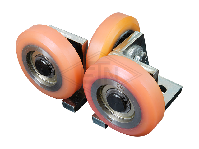 Rolgeleider GG, 115 x 65 x 85 mm, voor tegen weight, housing spec. staal verzinkt 3 x rollen ø 70 x 20/12 mm