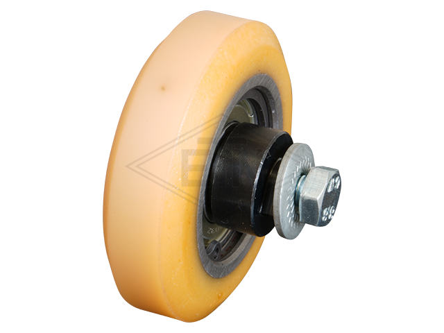 Rolgeleider GG, 115 x 65 x 85 mm, voor tegen weight, housing spec. staal verzinkt 3 x rollen ø 70 x 20/12 mm