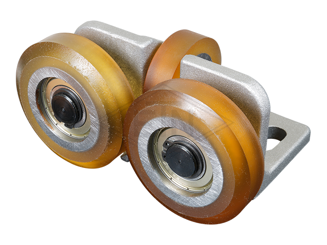 Rolgeleider GG 8, 115 x 65 x 65 mm, voor tegen weight, housing spec. alu, 2 x rollen ø 70 x 20/12 mm, 1 x rol ø 50 x 15 mm