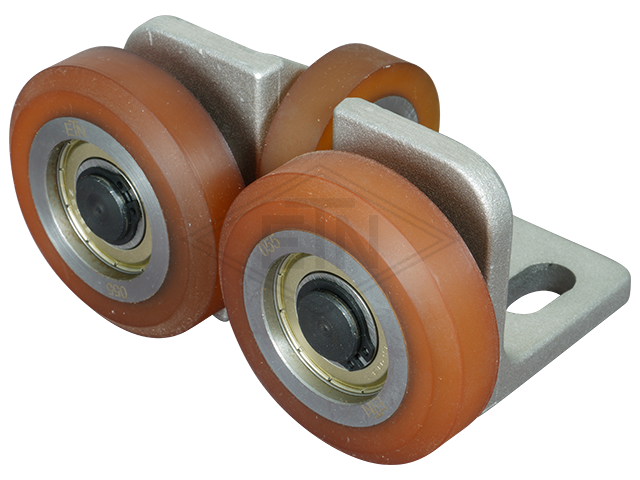 Rolgeleider GG 6, 115 x 65 x 65 mm, voor tegen weight, housing spec. alu, 2 x rollen ø 70 x 20/12 mm, 1 x rol ø 50 x 15 mm