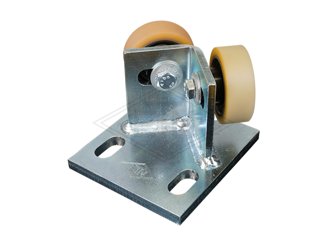 Rolgeleider GGW 1, 100 x 90 x 70 mm, voor tegen weight, voor haaks rail housing spec. staal verzinkt 2 x rollen ø 50 x 18 mm, hole spacing 60 mm