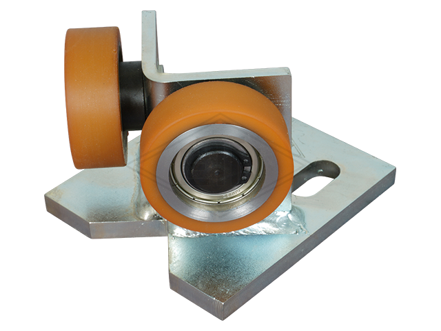 Rolgeleider GGW 1, 100 x 90 x 70 mm, voor tegen weight, voor haaks rail housing spec. staal verzinkt 2 x rollen ø 50 x 18 mm, hole spacing 50 mm