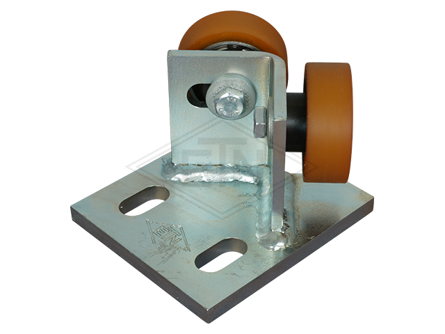 Rolgeleider GGW 1, 100 x 90 x 70 mm, voor tegen weight, voor haaks rail housing spec. staal verzinkt 2 x rollen ø 50 x 18 mm, hole spacing 50 mm