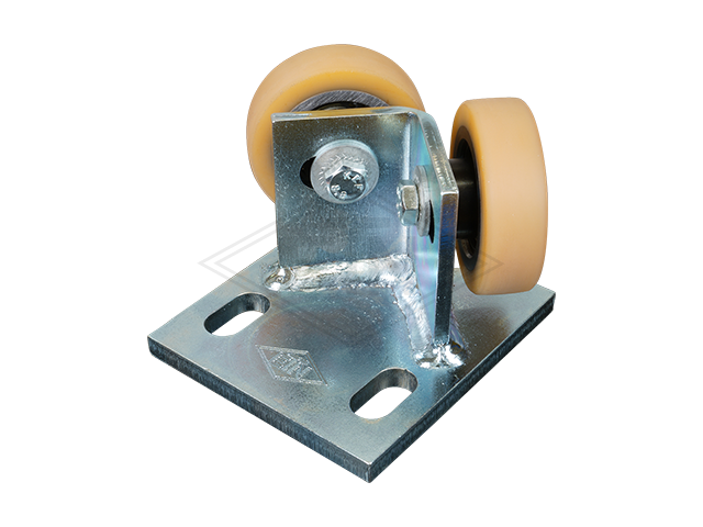 Rolgeleider GGW 2, 100 x 90 x 70 mm, voor counterweight, voor haaks rail housing spec. staal verzinkt 2 x rollen ø 60 x 18 mm, hole spacing 60 mm