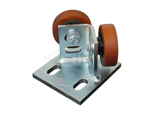 Rolgeleider GGW 2, 100 x 90 x 70 mm, voor tegen weight, voor haaks rail housing spec. staal verzinkt 2 x rollen ø 60 x 18 mm, hole spacing 50 mm