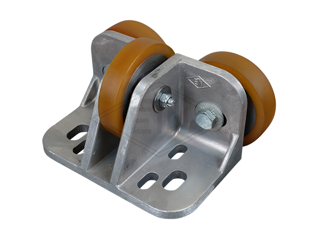 Rolgeleider FK 1-S, 190 x 115 x 100 mm, voor cabin, housing spec. alu, 2 x rollen ø 100 x 25 mm, 1 x rol ø 100 x 20 mm, cores staal