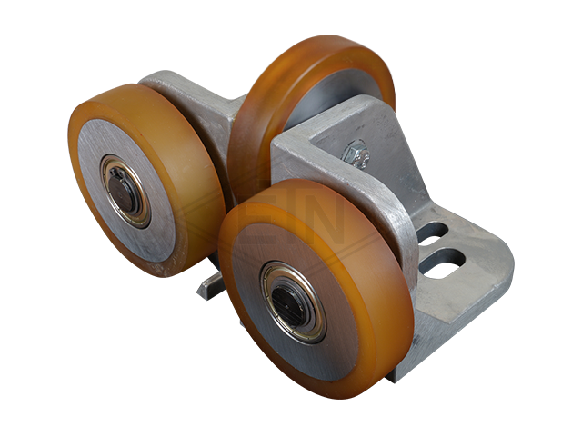 Rolgeleider FK 1-S, 190 x 115 x 100 mm, voor cabin, housing spec. alu, 2 x rollen ø 100 x 25 mm, 1 x rol ø 100 x 20 mm, cores staal