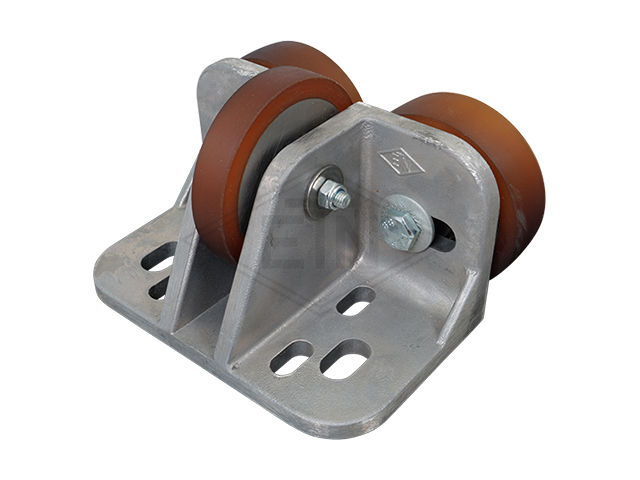 Rolgeleider FK 2-S, 190 x 115 x 100 mm, voor cabin, housing spec. alu, 2 x rollen ø 100 x 30 mm, 1 x rol ø 100 x 20 mm, cores staal