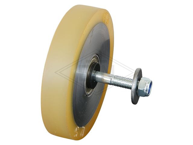 Rolgeleider FK 2-S, 190 x 115 x 100 mm, voor cabin, housing spec. alu, 2 x rollen ø 100 x 30 mm, 1 x rol ø 100 x 20 mm, cores staal