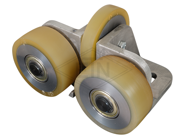 Rolgeleider FK 3-S, 190 x 115 x 100 mm, voor cabin, housing spec. alu, 2 x rollen ø 100/20 x 40 mm, 1 x rol ø 100/15 x 20 mm, cores staal