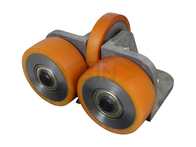 Rolgeleider FK 3, 190 x 115 x 100 mm, voor cabin, housing spec. alu, 2 x rollen ø 100/20 x 40 mm, 1 x rol ø 100/15 x 20 mm, cores staal