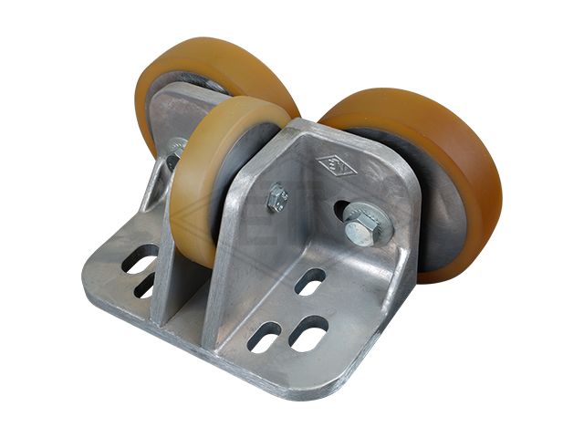 Rolgeleider FK 4-S, 190 x 115 x 100 mm, voor cabin, housing spec. alu, 2 x rollen ø 125/20 x 30 mm, 1 x rol ø 100/15 x 20 mm, cores staal