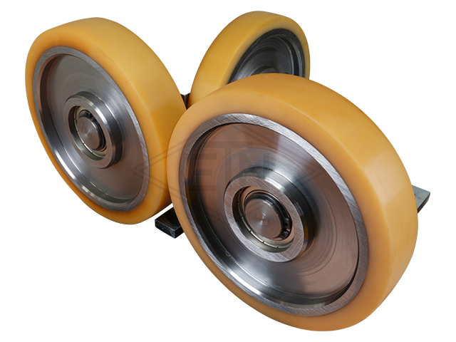 Rolgeleider FK 8, 280 x 175 x 130 mm, voor car, housing spec. staal verzinkt 2 x rollen ø 180/30 x 40 mm, 1 x rol ø 150/25 x 25 mm, cores staal