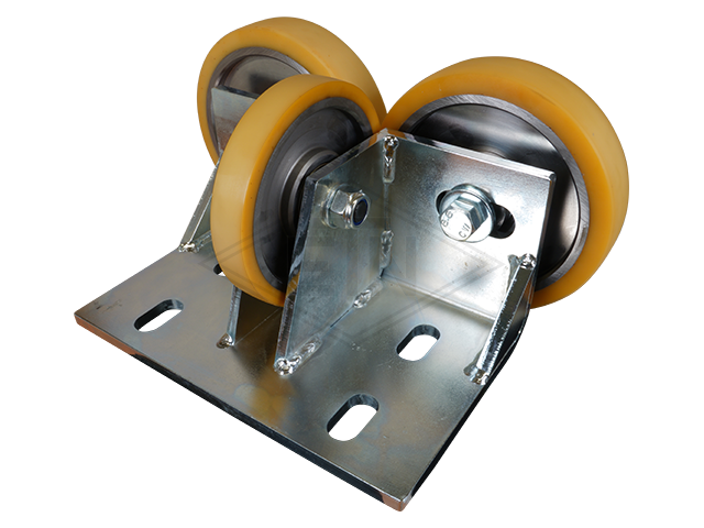 Rolgeleider FK 9, 280 x 175 x 130 mm, voor car, housing spec. staal galvanize, 2 x rollen ø 200 x 40 mm, 1 x rol ø 150 x 25 mm, cores staal
