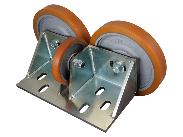 Rolgeleider FK 10, 370 x 175 x 130 mm, voor cabin, housing spec. staal verzinkt 2 x rollen ø 250 x 40 mm, 1 x rol ø 150 x 25 mm