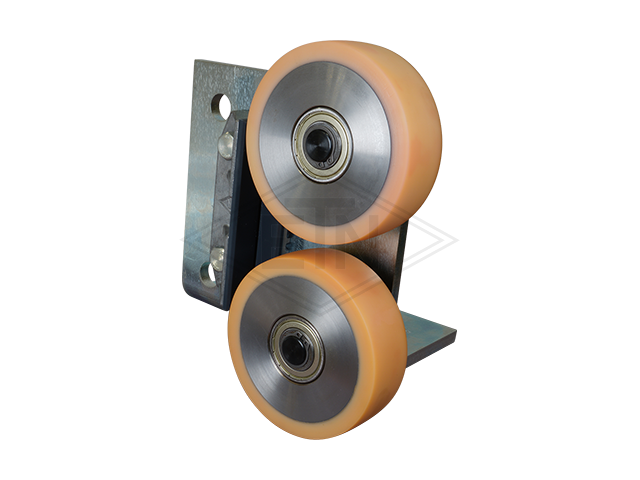 Rolgeleider RS 8, 200 x 200 x 115 mm, voor L-frames, housing spec. staal verzinkt 2 x rollen ø 125/20 x 40 mm, HMSG/EM 16 PE