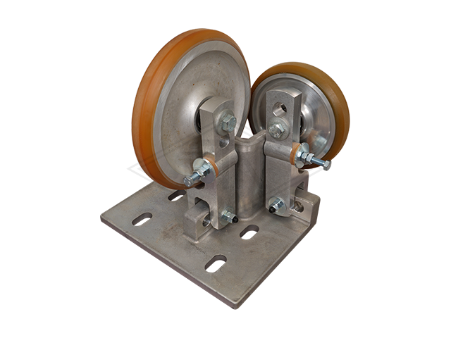 Spring-loaded rolgeleider RFG 5, housing spec. aluminium 1 x rol ø 200/20 x 30 mm, 2 x rollen ø 150/20 x 30 mm