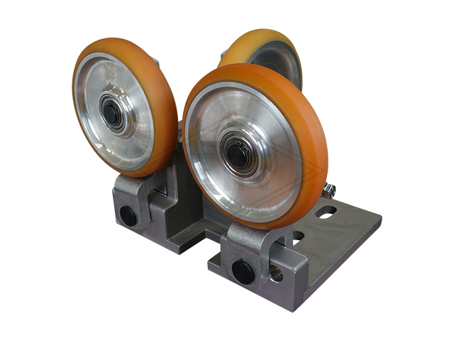 Spring-loaded rolgeleider RFG 2, 260 x 228 x 175 mm, housing spec. aluminium 3 x rollen ø 150/20 x 30 mm