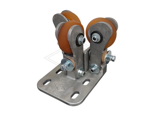 Spring-loaded rolgeleider RFGK 1, housing spec. aluminum, 3 x rollen ø 75/20 x 25 mm, rollen damped, spherical