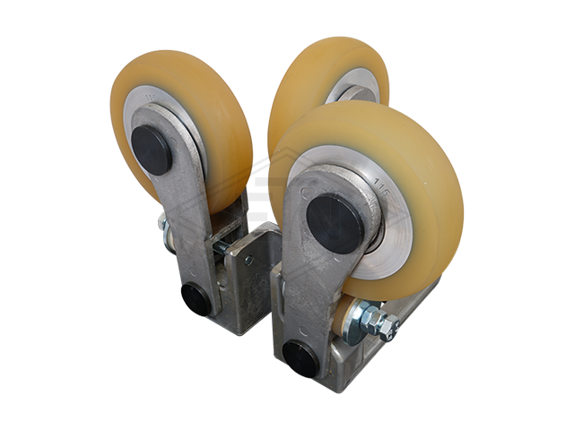 Spring-loaded rolgeleider RFGK 2, housing spec. aluminium 3 x rollen ø 100/20 x 25 mm, rollen damped, spherical