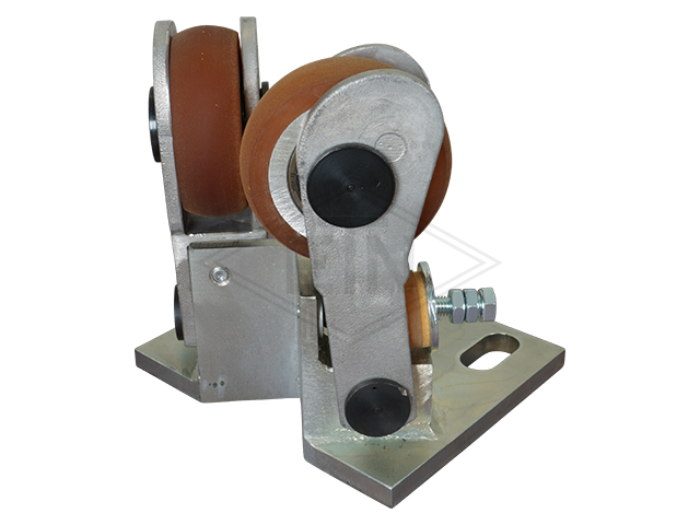 Spring-loaded rolgeleider RFGW 1, voor haaks rail housing spec. staal verzinkt 2 x rollen ø 75/20 x 25 mm, rollen damped, spherical