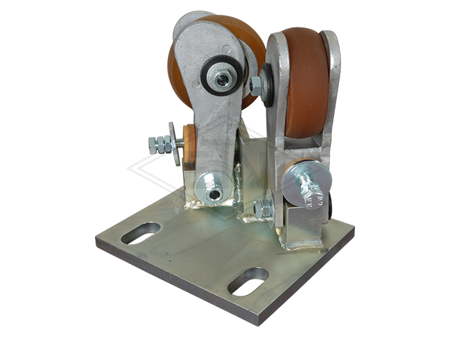Spring-loaded rolgeleider RFGW 1, voor haaks rail housing spec. staal verzinkt 2 x rollen ø 75/20 x 25 mm, rollen damped, spherical