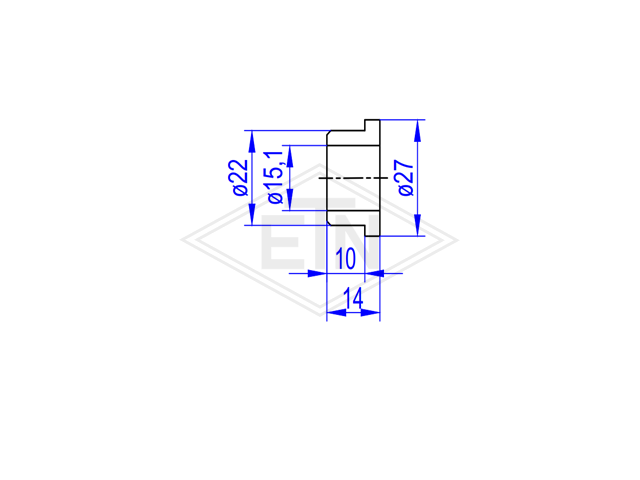 Bush PA6 ø 27/22/15,1 x 14 mm, voor hook bout rol M