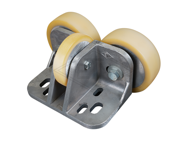 Rolgeleider FK-AL 5, 190 x 115 x 100 mm, voor cabin, housing spec. alu, 2 x rollen ø 125/20 x 40 mm, 1 x rol ø 100/15 x 20 mm, cores aluminium
