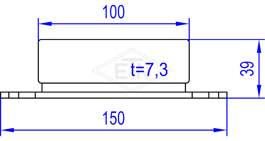 Deurgeleider 150/100 x 26/ 7,3 x 39 mm, voor groef breedte 8 mm