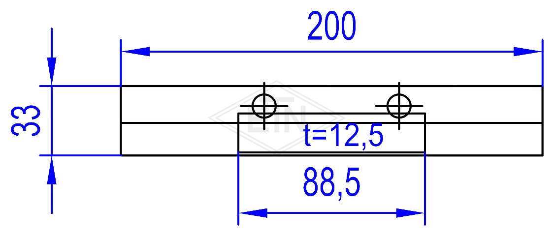 Deurgeleider 200 x 24 x 33/2 mm, staal / ETN ® -HM 1000