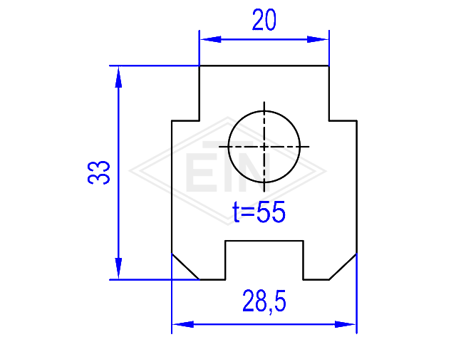 Deurgeleider 50 x 33 x 28,5 mm, ETN ® -HM-1000, incl. schroeven M6 x 20