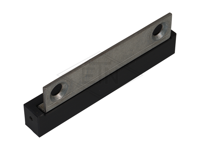 Deurgeleider recht 90 x 11,7/12,5 x 31/14,5 mm, binnen part staal verzinkt slider ETN ® -HM-1000, 2 x tegen bores ø 6,5 mm