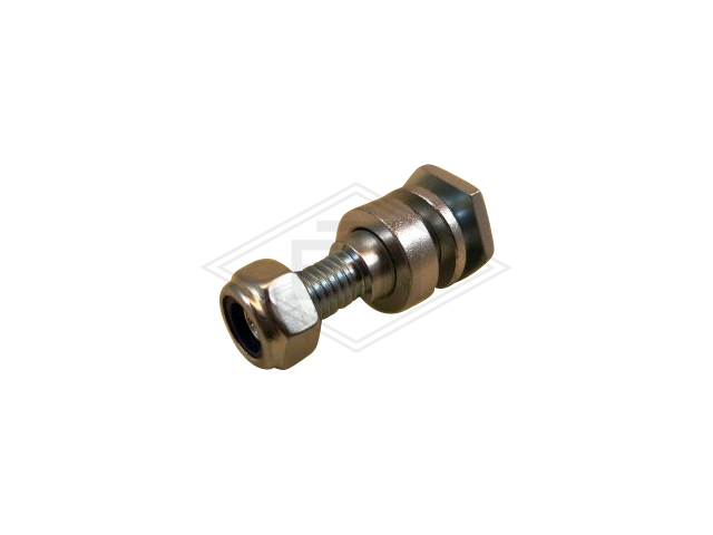 As voor deurrol M8/ø10 x 34 mm, centrisch SW 17 mm, verzinkt inclusief 2 x distance-ring + zeskant bouten M8, self-locking, suiitable voor deurrol item nr.: 456246