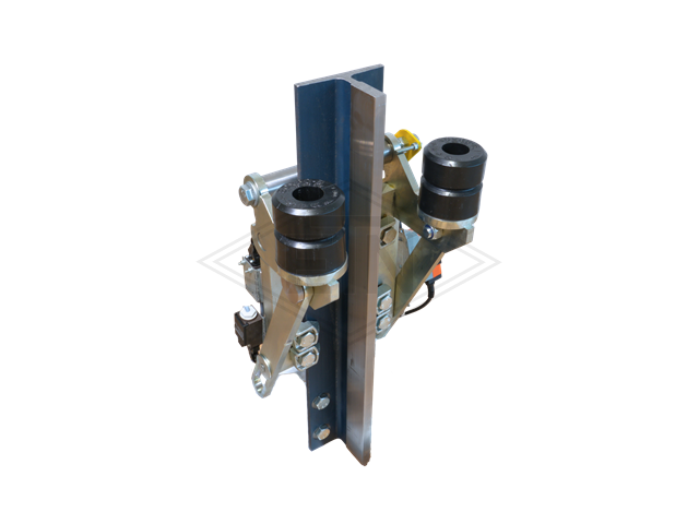 Pit-Save met electromechanical engagement en disengagement, incl. monitoring switch, voor rail T-90