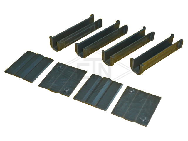 Set van geleider schoenen inzetstukken 130 x 29 x 32,5 mm, voor rail 16 mm, consisting van ETN ® -HM-1000, 4 pieces van art. n°. 718341H16, smooth en 4 pieces van art. n° 60641 (counterweight)