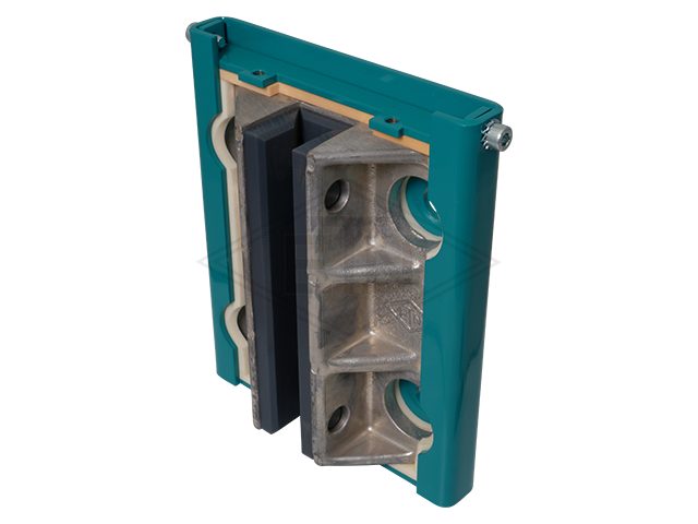 Geleider SiS met inzetstuk 10 PE - veer loaded, 164 x 134 x 42 mm, cell-insert out van Cell-VU thickness 4 mm, sliding inzetstuk out van ETN ® -HM-1000, voor geleider rail breedte 10 mm