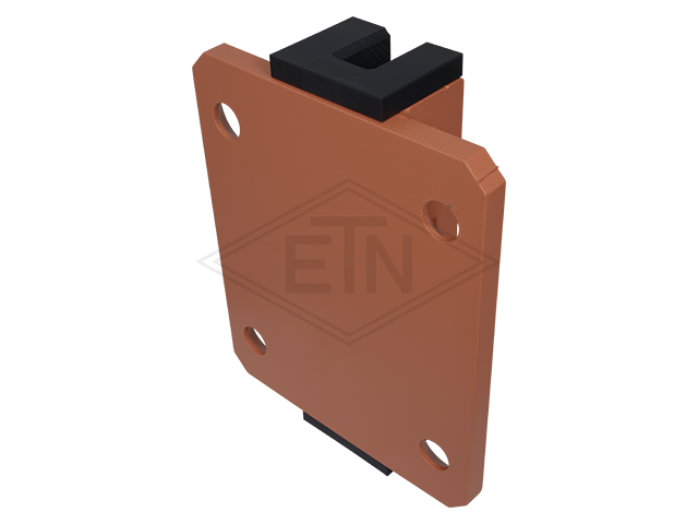 Führungseinheit 190 x 160 x 52 mm, St-PE, Schwerlast, für 16 mm Schiene, bestehend aus Stahl-Führungsschuh und Einlage mit Bund, für 16 mm Schienenkopfbreite