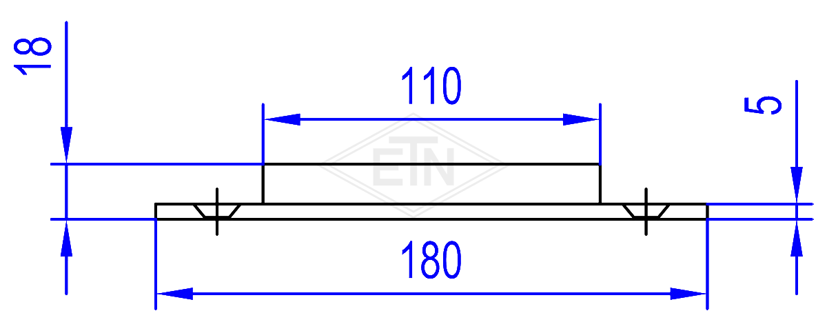 Deurgeleider 180 x 19 x 18 mm, ETN ® -HM 1000, 2 x holes voor countersunk schroef M8