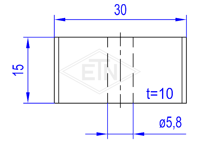 Deurgeleider 30 x 10 x 15 mm, hole ø 5,8 mm, ETN ® -HM-1000