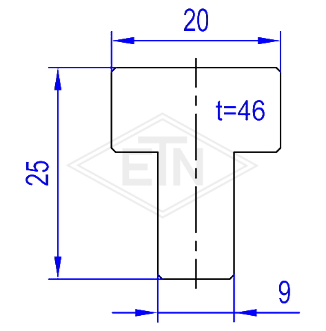 Deurgeleider 46 x 25 x 20 mm, ETN ® -HM-1000, 2 threads M5