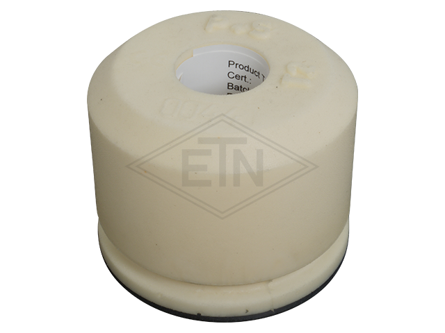 Liftbuffer T2/Type A, ø 100 x 80 mm, met rond staal plaat volgens EN 81-1/2 zonder CE mark Note: This liftbuffer may be used in elevators operating within de EU only as a spare part o...