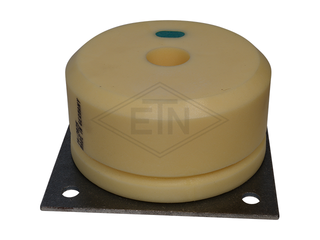 Liftbuffer EN4, ø 165 x 80 mm, met vierkant staal plaat volgens EN 81-1 / 2, zonder CE mark **Note: This liftbuffer may be used in elevators operating within de EU only as a spare part...