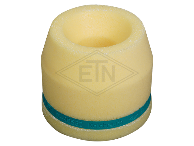 Liftbuffer EN 10, ø 100 x 80 mm, met foamed in rond perforated sheet en marking volgens EN 81-20/50 (lift directive 2014/33/EU)
