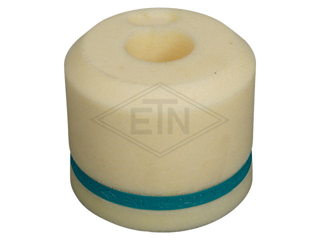 Liftbuffer EN 11, ø 100 x 80 mm, met foamed in rond perforated sheet en marking volgens EN 81-20/50 (lift directive 2014/33/EU)