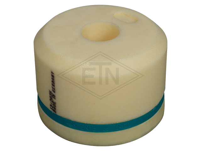 Liftbuffer EN 13, ø 125 x 80 mm, met foamed in rond perforated sheet en marking volgens EN 81-20/50 (lift directive 2014/33/EU)